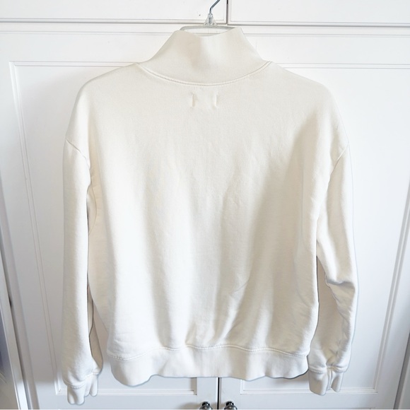 Mate The Label Organic Cotton Fleece Quarter Zip Sweatshirt Cream Pullover Med - Picture 8 of 16